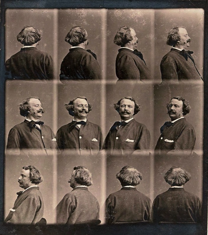 Self-portrait, turning, in 12 poses, c1865. The first animated GIF!