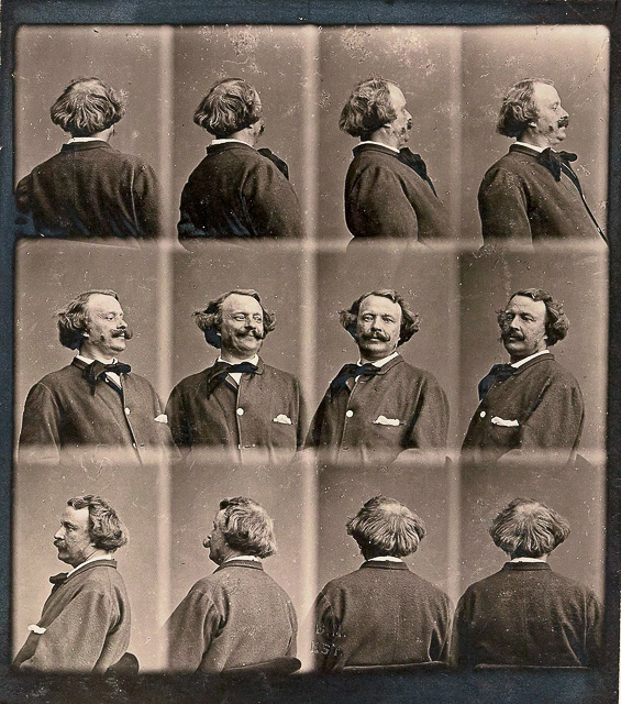 Self-portrait, turning, in 12 poses, c1865. The first animated GIF!