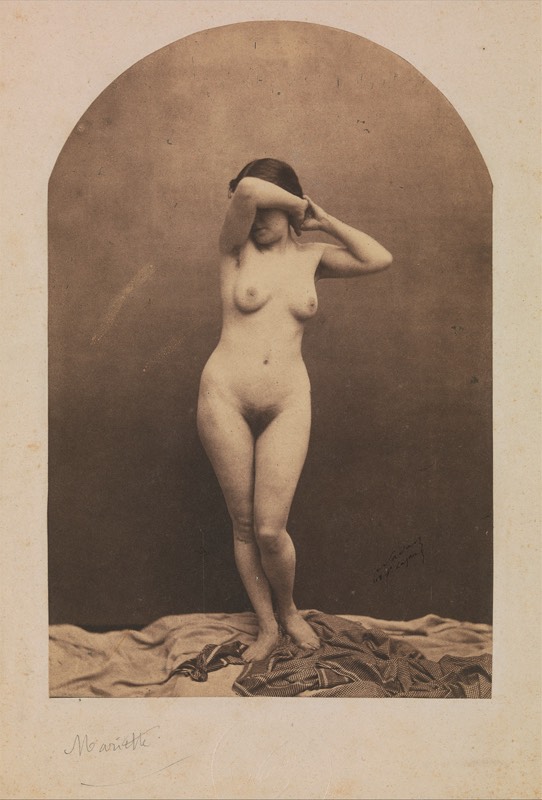 Photographed as a study for painter Jean-Léon Gérôme, this Standing Female Nude, ca 1860-61, is model and muse Marie Leroux, aka Musette.