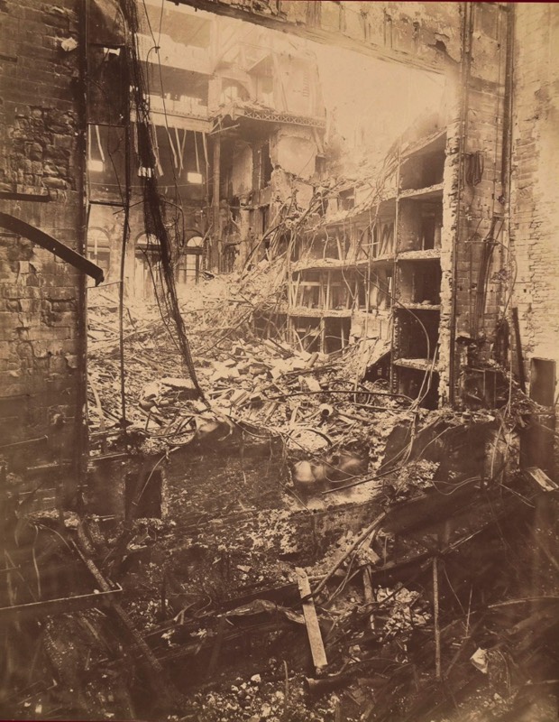 Paul Nadar photographed the aftermath of the fire that destoyed the Opera Comique, 1887.