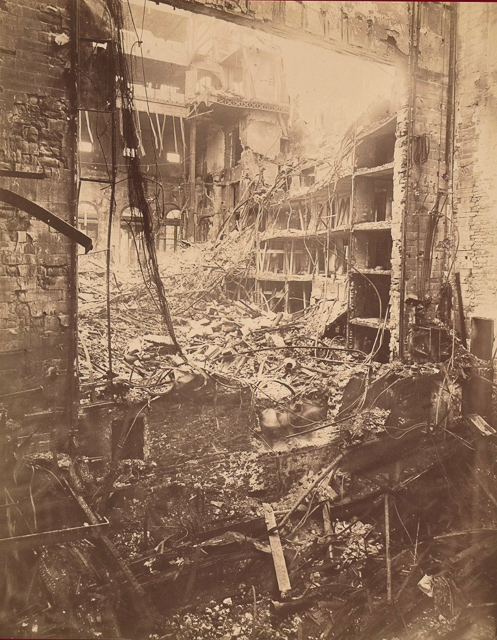 Paul Nadar photographed the aftermath of the fire that destoyed the Opera Comique, 1887.