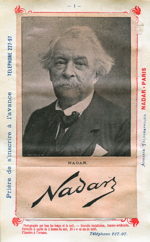 Nadar portrait photography business card, ca 1895.